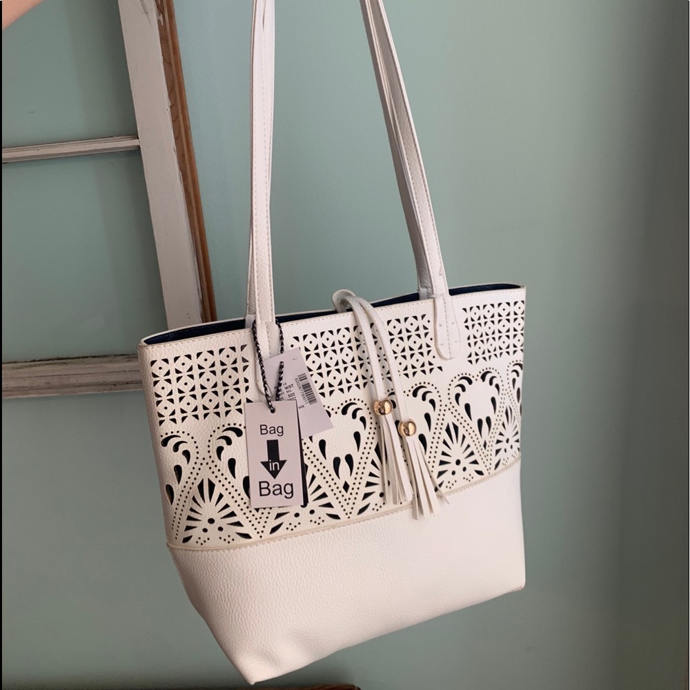 White leather purse